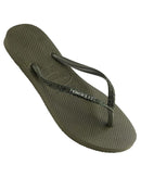 Havaianas Slim Metal Logo Glitter Womens-Green Olive-US 5.0/6.0-Skiforce Australia