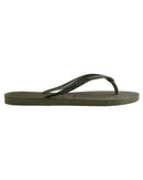 Havaianas Slim Metal Logo Glitter Womens-Green Olive-US 5.0/6.0-Skiforce Australia