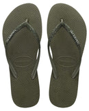Havaianas Slim Metal Logo Glitter Womens-Green Olive-US 5.0/6.0-Skiforce Australia